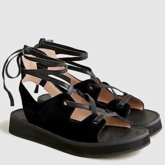J. Crew Shoes - *Brand new* Jcrew lace-up wedge sandals in suede